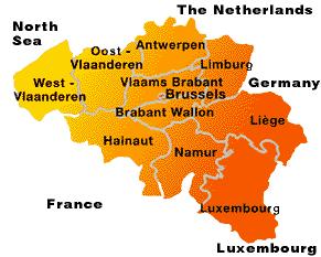 Visit BELGIUM, with FLANDERS: region on the North, WALLONIA: region on the South, and BRUSSELS as capital.